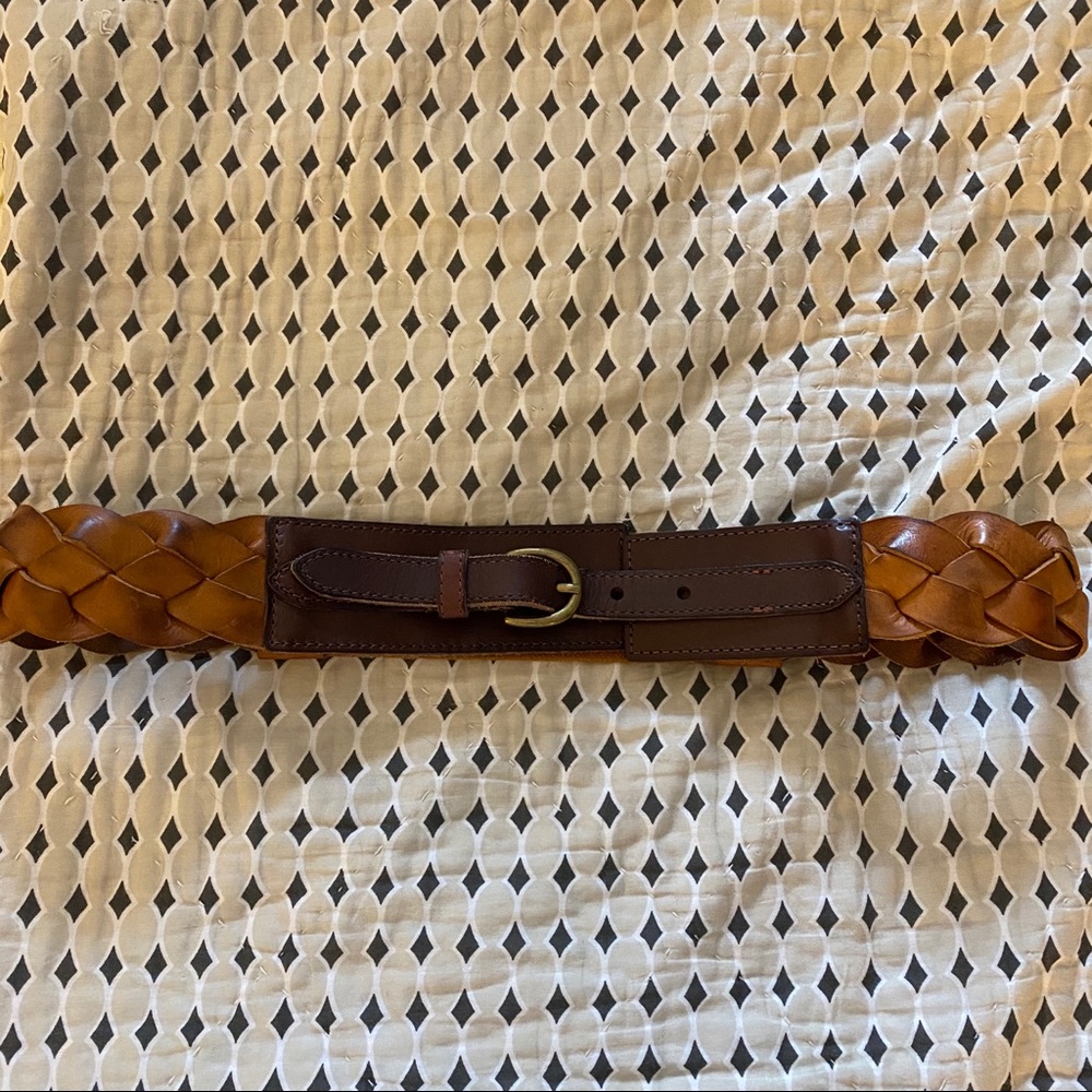 Anthropologie Woven Leather Stretch Belt